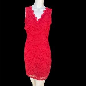 RED LACE Sleeveless Above Knee Dress by jump apparel Peep hole Back​​​​​